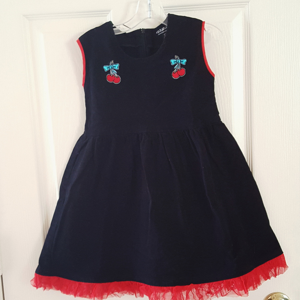 GIRLS Cherries Tulle Dress NWT Sourpuss Black/Red Designer Kids Wear Adorable